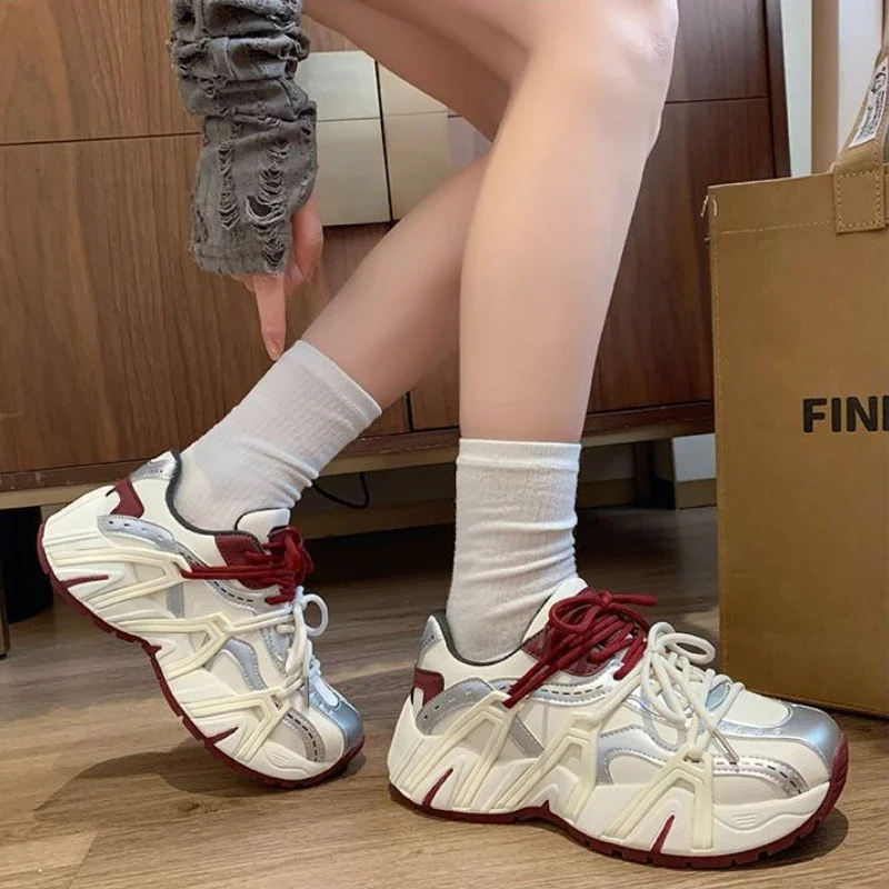 

Оригинальные повседневные женские кроссовки на высокой платформе, мода 2021, Y2k, дизайнерская роскошная эстетичная корейская женская обувь