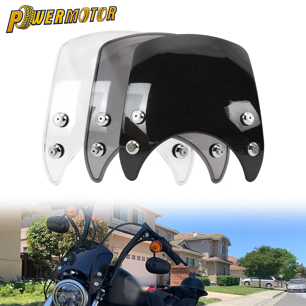 Motorcycle Windshield With 39mm-41mm Fork Mounting Bracket For Harley Sportster 883 1200 Roadster XL1200 Custom XL883 Cafe Racer