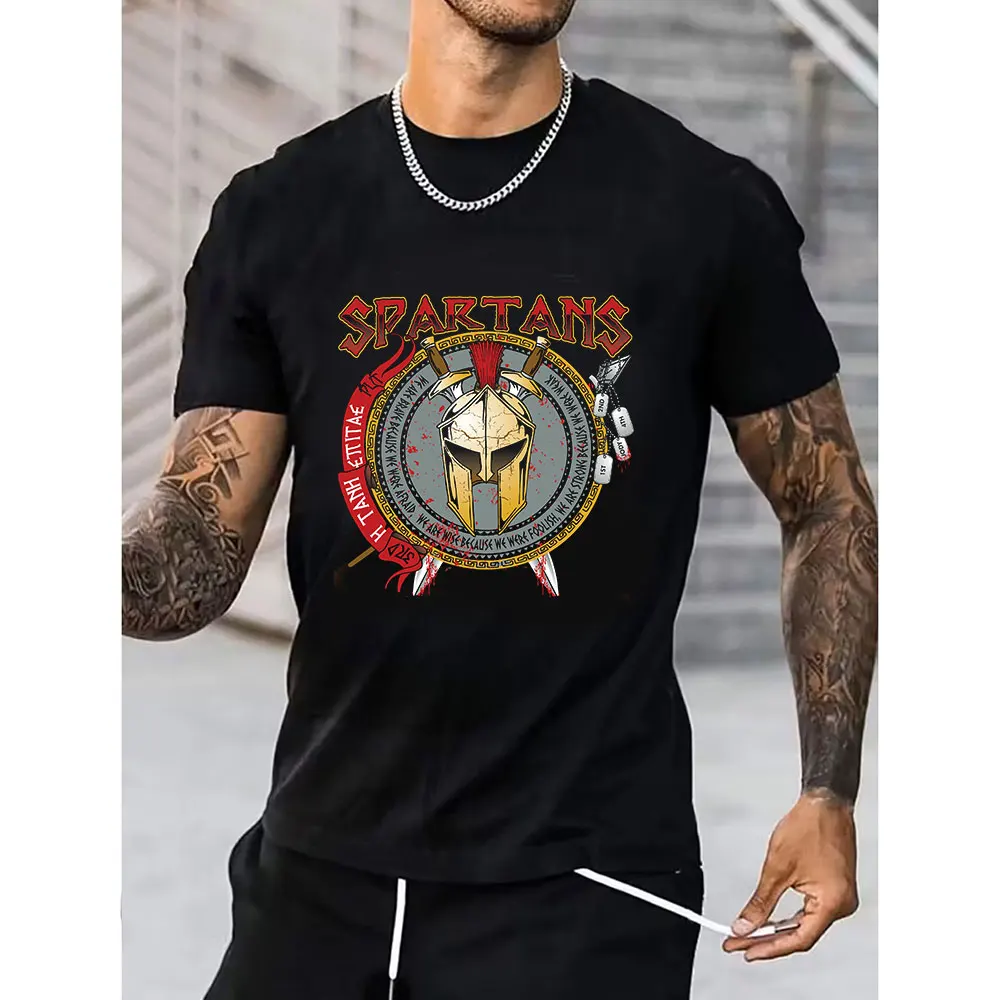 0202 Spartan warrior helmet Ancient greece Gift T Shirt This is sparta Norse mythology Graphic Tee Large size tops S-6XL