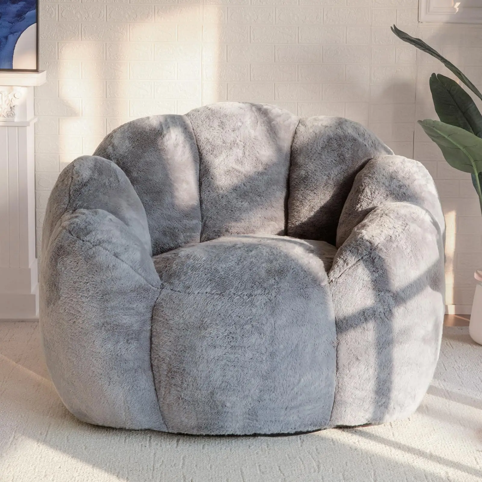 //Modern Velvet Bean Bag Single Lazy Sofa Ultra-soft Comfortable Easy Care Vacuum Compressed Pack For Bedroom Girls Room image 2