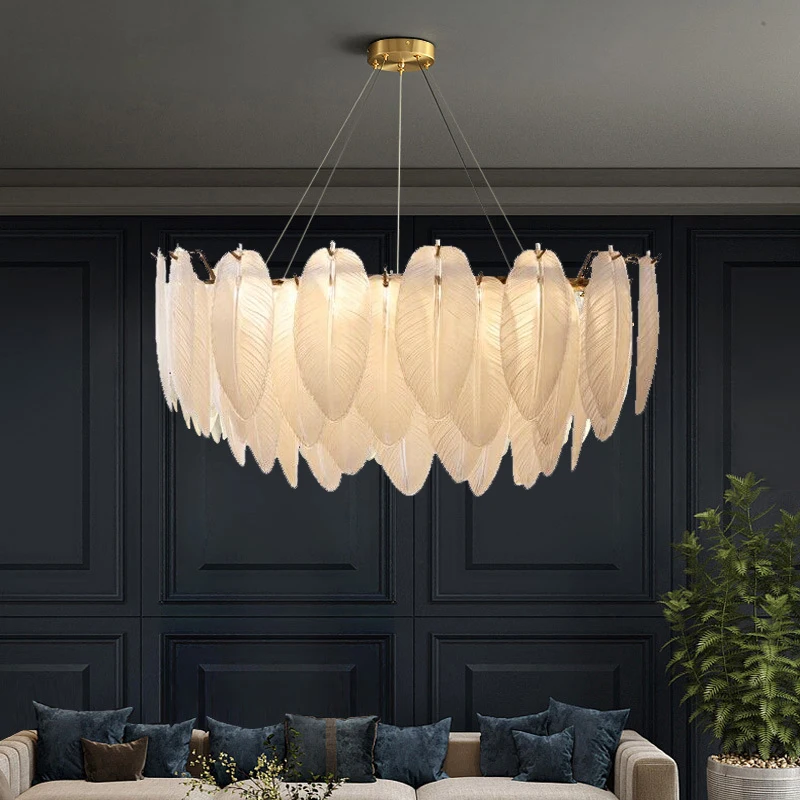 

LED Ceiling Chandeliers Feather crystal chandelier Living Room Crystal Lamp Home decor Lighting pendant Light Bedroom Restaurant