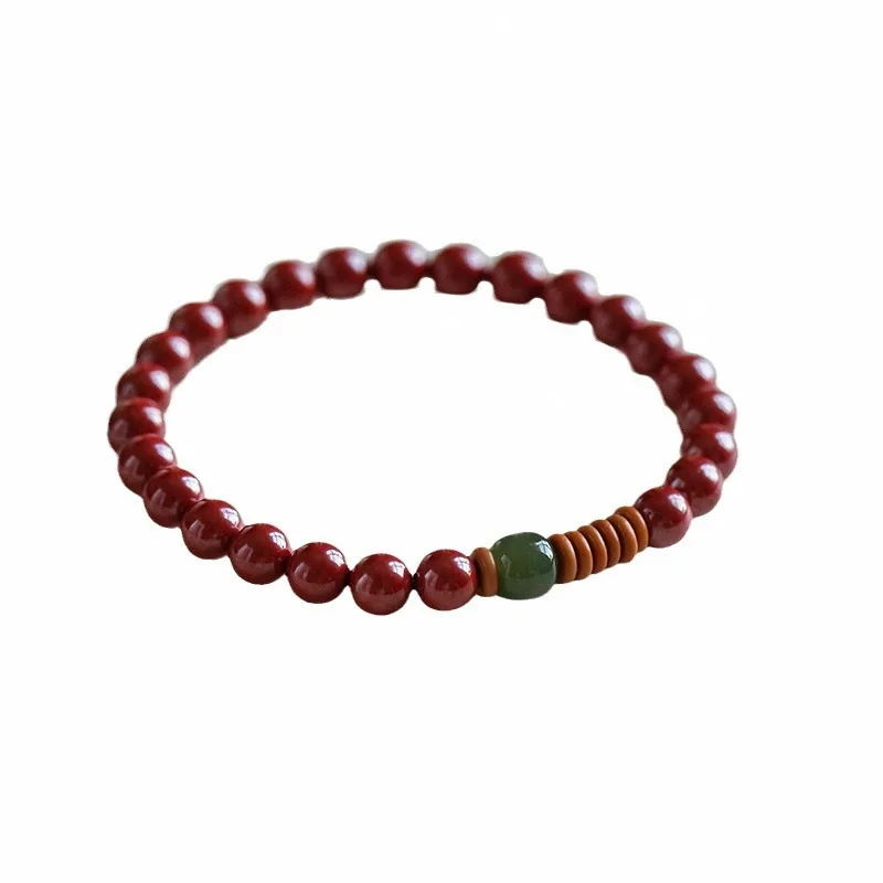 Natural Purple Gold Cinnabar Jade Luck Turning Bead Bracelet Unisex Zodiac Year Ethnic Style Couple Jewelr