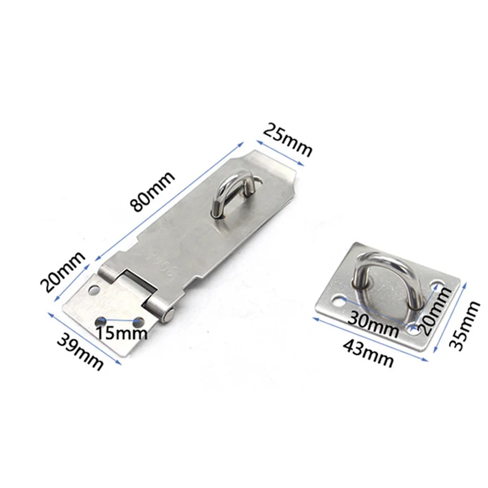 2 قطعة 3 بوصة قفل من الفولاذ المقاوم للصدأ غلق بمشبك قفل الباب الثقيلة لبوابة خزانة الأمن الربط الأجهزة قوس المفصلي #2