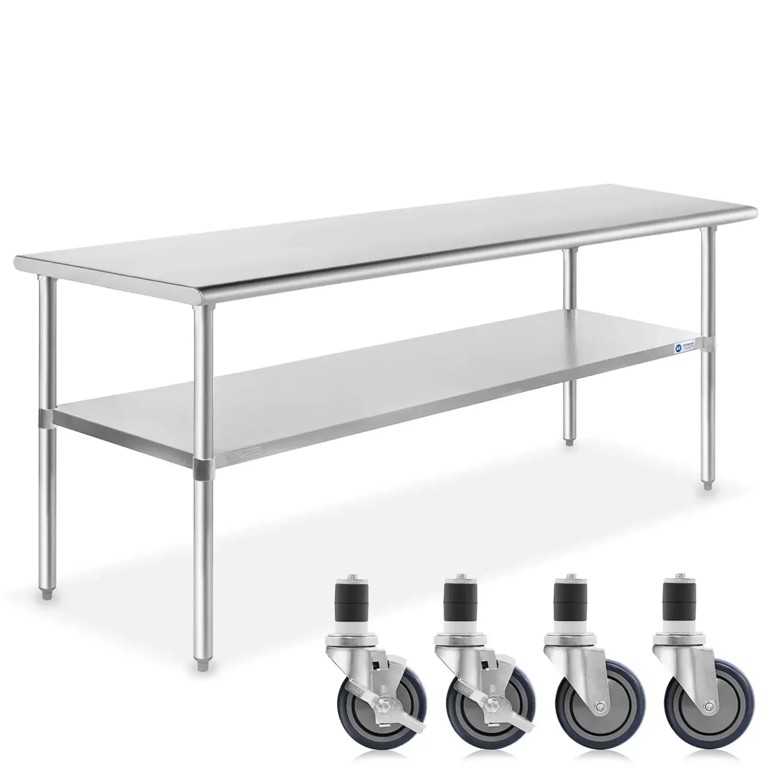 Stainless Steel Work & Prep Table 60 x 30 Inches with Caster Wheels and Under Shelf for Restaurant, Home, Hotel