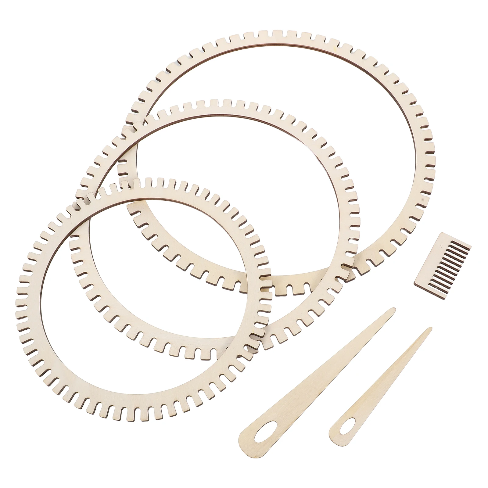 

6Pcs Wood Circular Weaving Loom Kit Beginner Knitting Tool Set Bracelet Weaving Hand Knitting Yarn Accessories