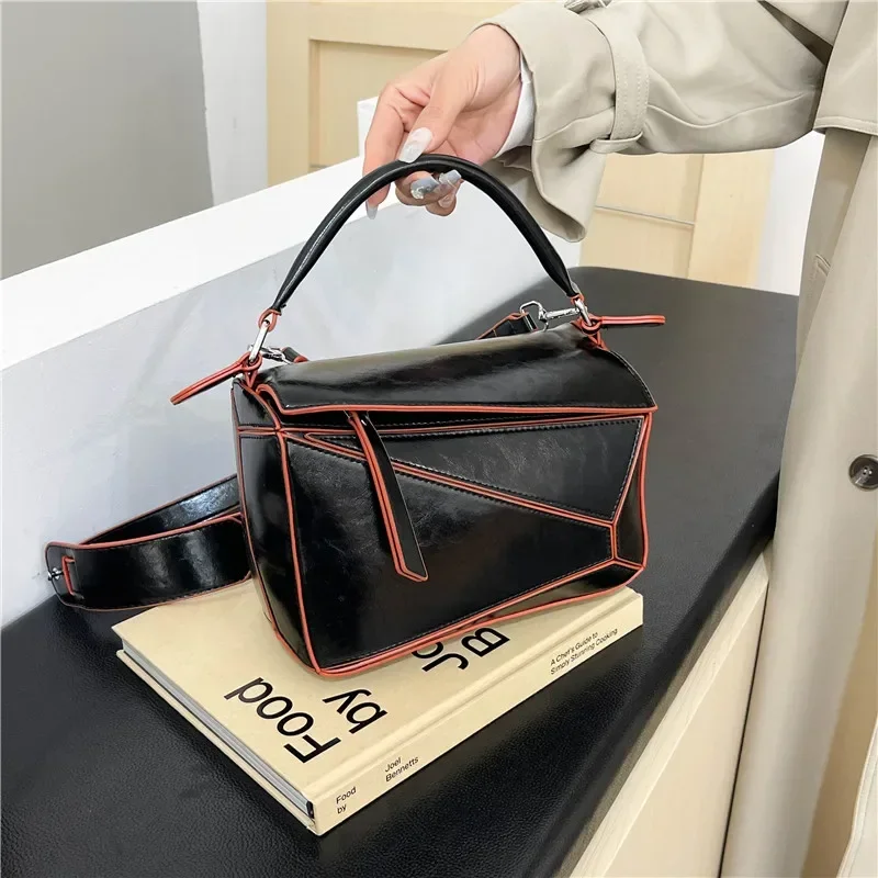 

Minimalist Chic Leather Crossbody Bag Women's Luxury Vintage Tote - Stylish Solid Color Designer Commuter Purse