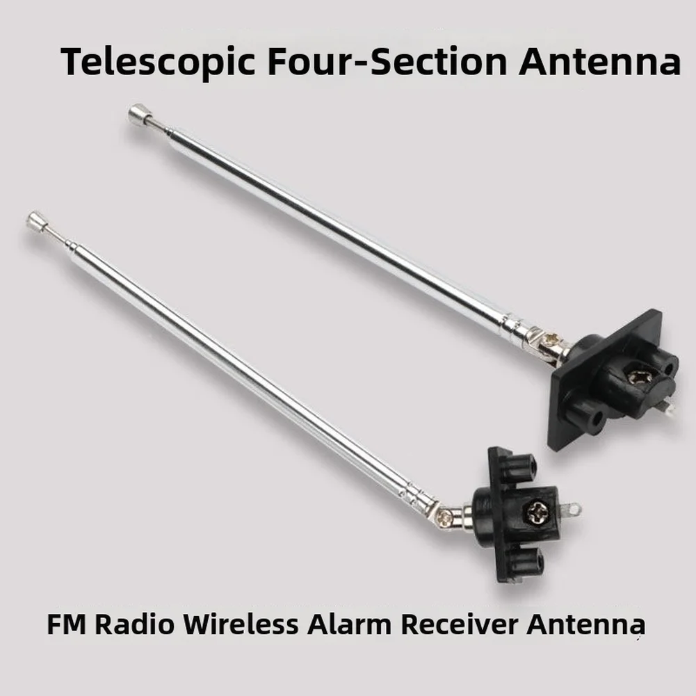 Черная 4-секционная телескопическая антенна для FM-радио и беспроводных сигнализаций, металлический сплав, поворотное крепление на 360 градусов