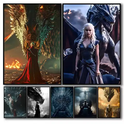 Painting Calligraphy HD Waterproof Canvas Wall Art Poster Home Room Decor Gift 1pc G-Game Of Thrones Dragon Mother