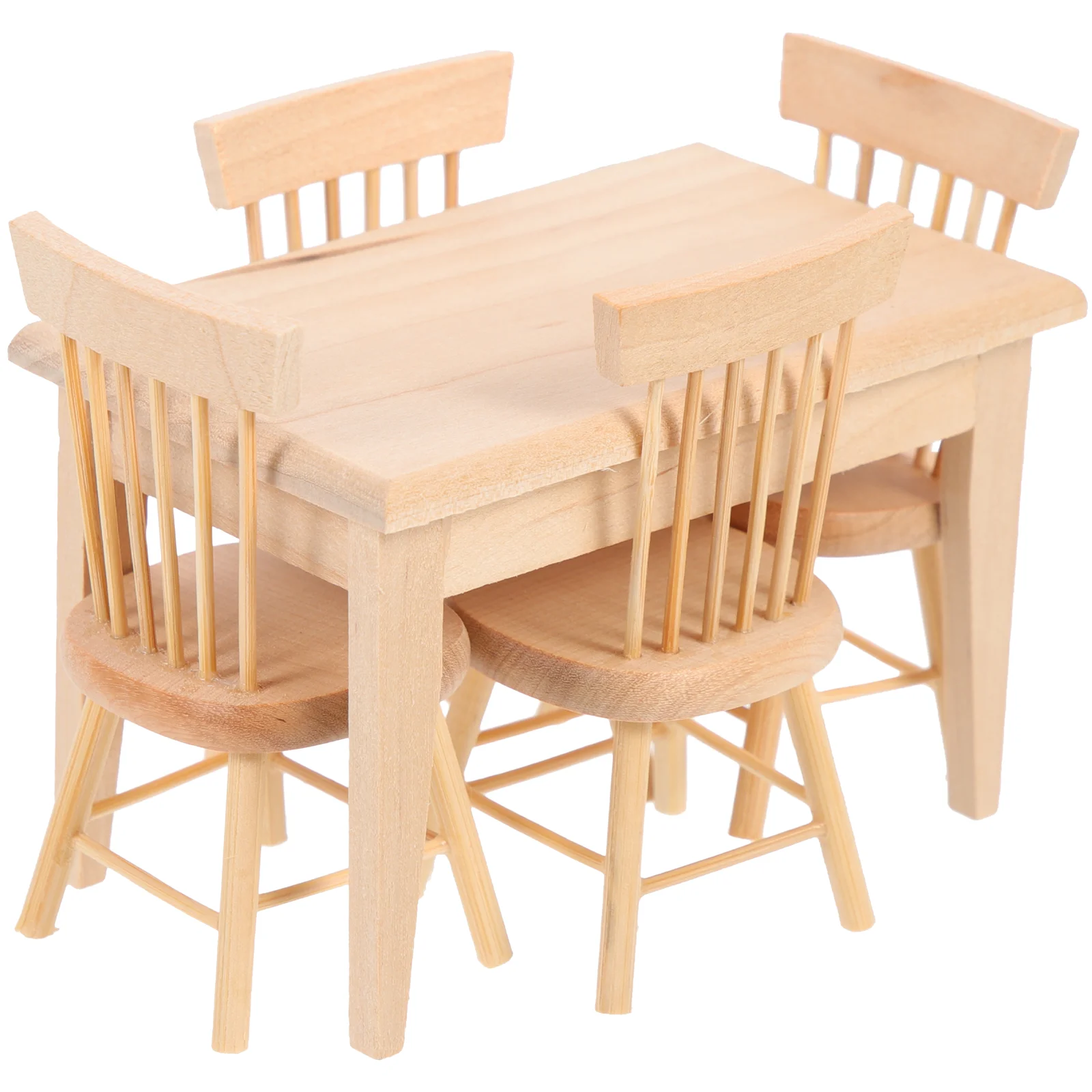 Table and Chair Model Mini Bookcase Wood Miniature Dining Chairs Furniture Wooden Kit Adorn