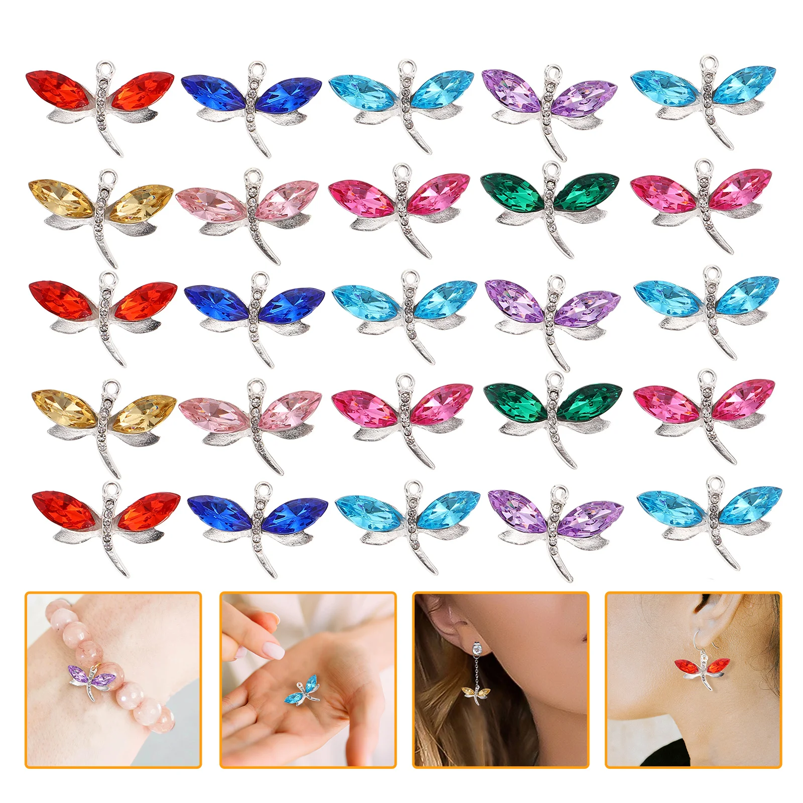 

40 Pcs Bohemian Decor Dragonfly Pendant Jewelry Accessories Keychain Hanging Ornament DIY Pendants Crystal Earring Necklace