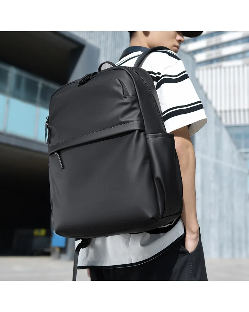 Olive Green Minimalist Casual Backpack with Smooth Finish and Dual Zippered Pockets Suitable for Daily School Work
