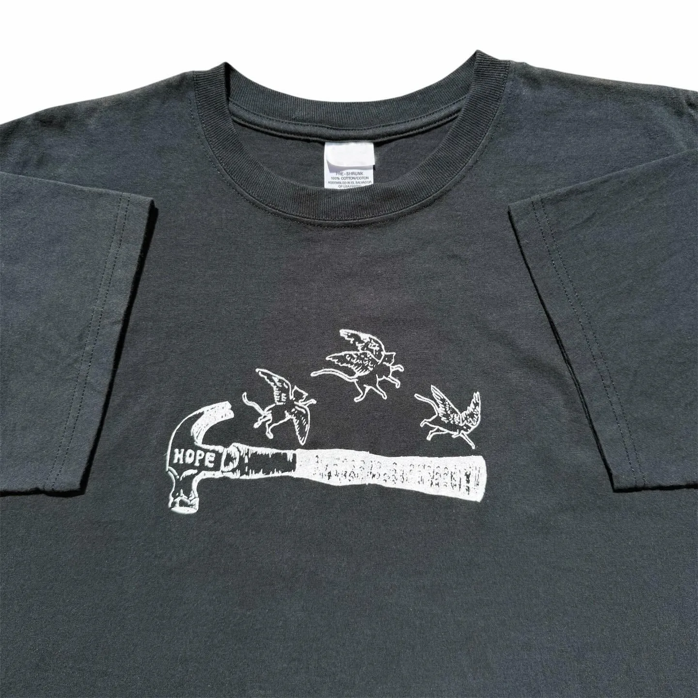 Wang Studio Hammer Fly Pig Theme Vintage Feel Short Sleeve T-Shirt Couple Style American Retro Hard Core Rock Cotton Tee