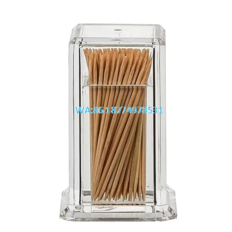 Wmwmnu Bamboo Disposable Round Square Toothpick Container for Restaurant Kitchen Table Party Use