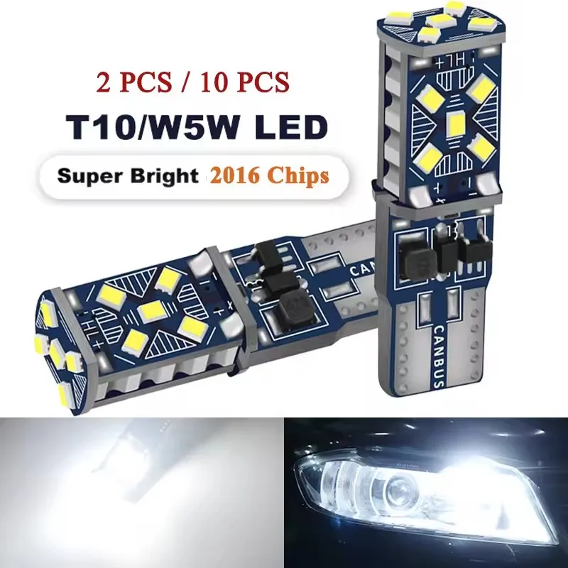 2/10 Uds Super brillante T10 W5W bombillas LED Canbus 12/24V 7000K blanco Interior del coche mapas de cúpula maletero matrícula luces laterales de cuña