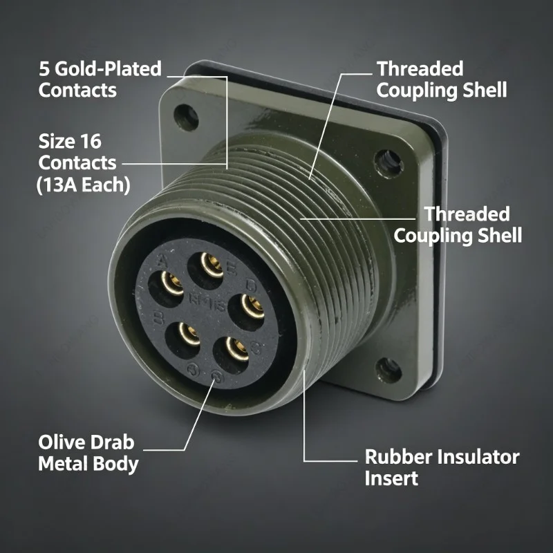 5015 US Standard Waterproof Aviation Plug Socket, 5Pin MS3106A18-11S MS3102A18-11P Circular Connector for Industrial Machinery