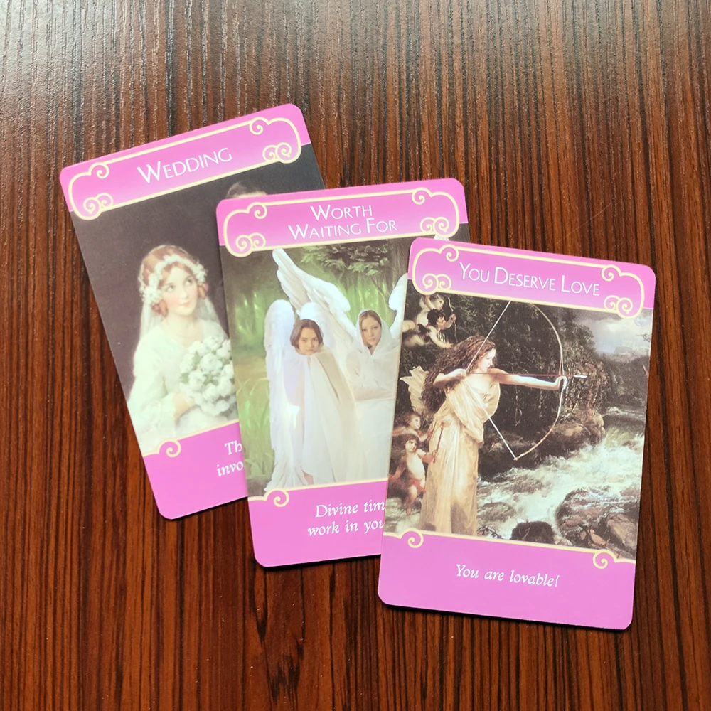 Gold edge. The Romance Angels Oracle Cards-A 44-Card Deck & English Guidebook English Prophet Prophecy Oracle Divination