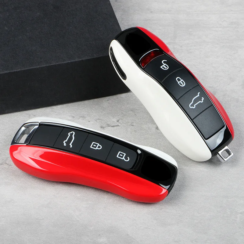 

Suitable for Porsche Cayenne Macan718 Taycan 911 Panamera mixed color red and white solid color keycase 3-piece set