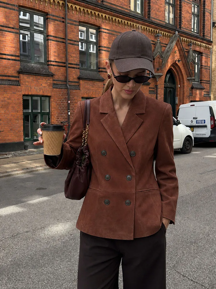 HH Comfortable Caramel Brown Coat Women Autumn Winter Casual Long Sleeve Relaxed Fit Daily Chic Versatile Fashion Jacket