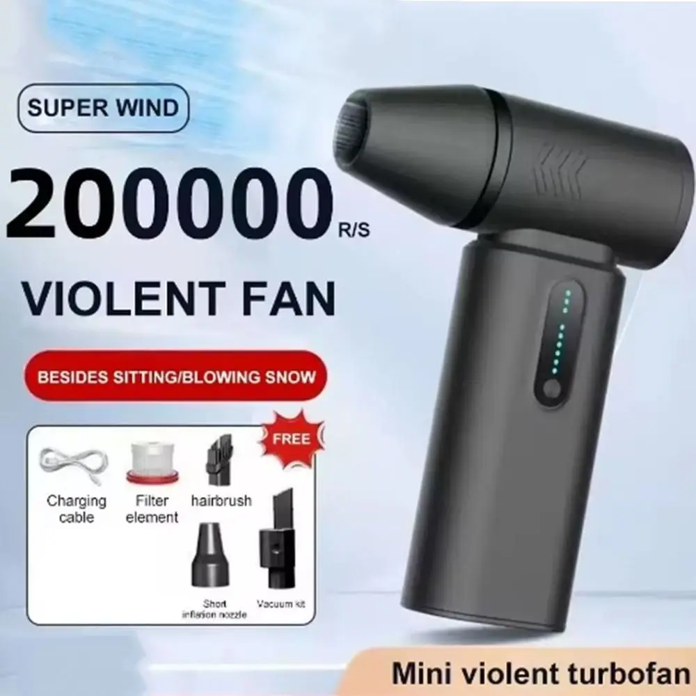 

200000RPM Mini Turbo Jet Fan Brushless Motor 6 Speeds Adjustable Electric Air Duster High Speed Rechargeable