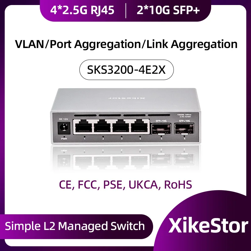 Imagem -04 - Rede Ethernet Simples Xikestor Portas Rj45 2500mbps 2.5 Gbps Portas 10g Sfp Plus Slot