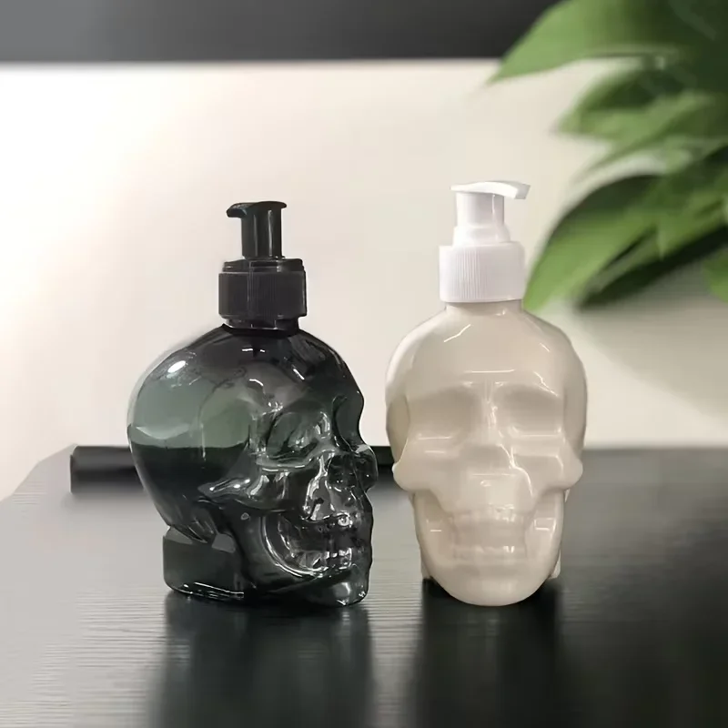 

Creative Skull Soap Dispenser Goth Style 350ml Black Transparent Reusable Soap Dispenser Halloween Household Bathroom Hardware
