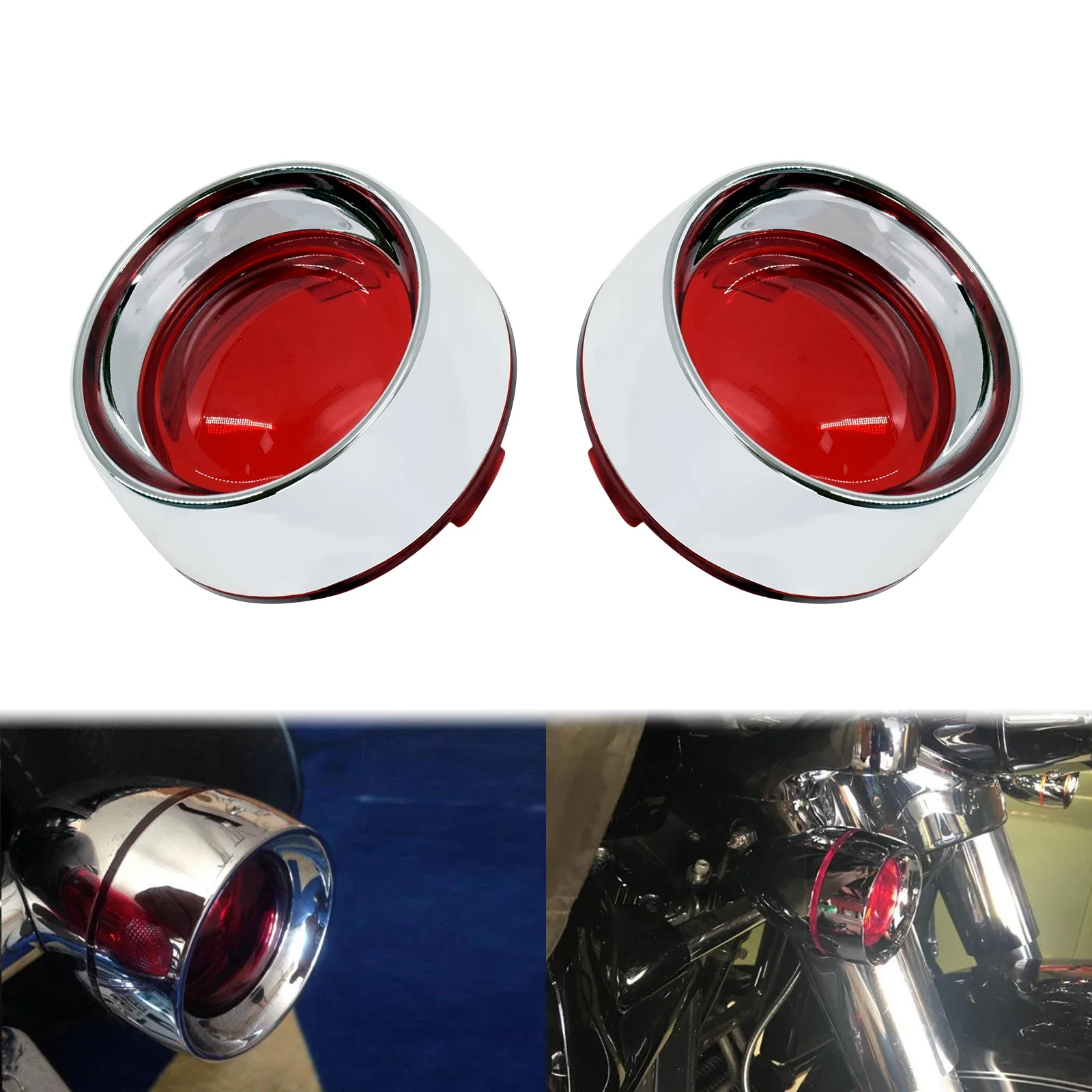 Motorcycle Turn Signal Lens Black/Chrome Trim Ring Visor For Harley Touring Street Glide FLHR Dyna Sportster XL883 1200 Softail