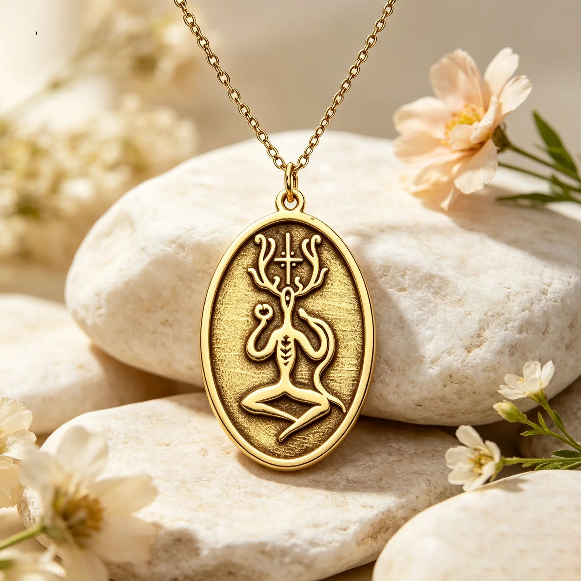 Lucktune Celtic Cernunnos Horned God Pendant Necklace Vintage Antler Pagan Talisman Amulet Necklace Mythology Jewelry for Women