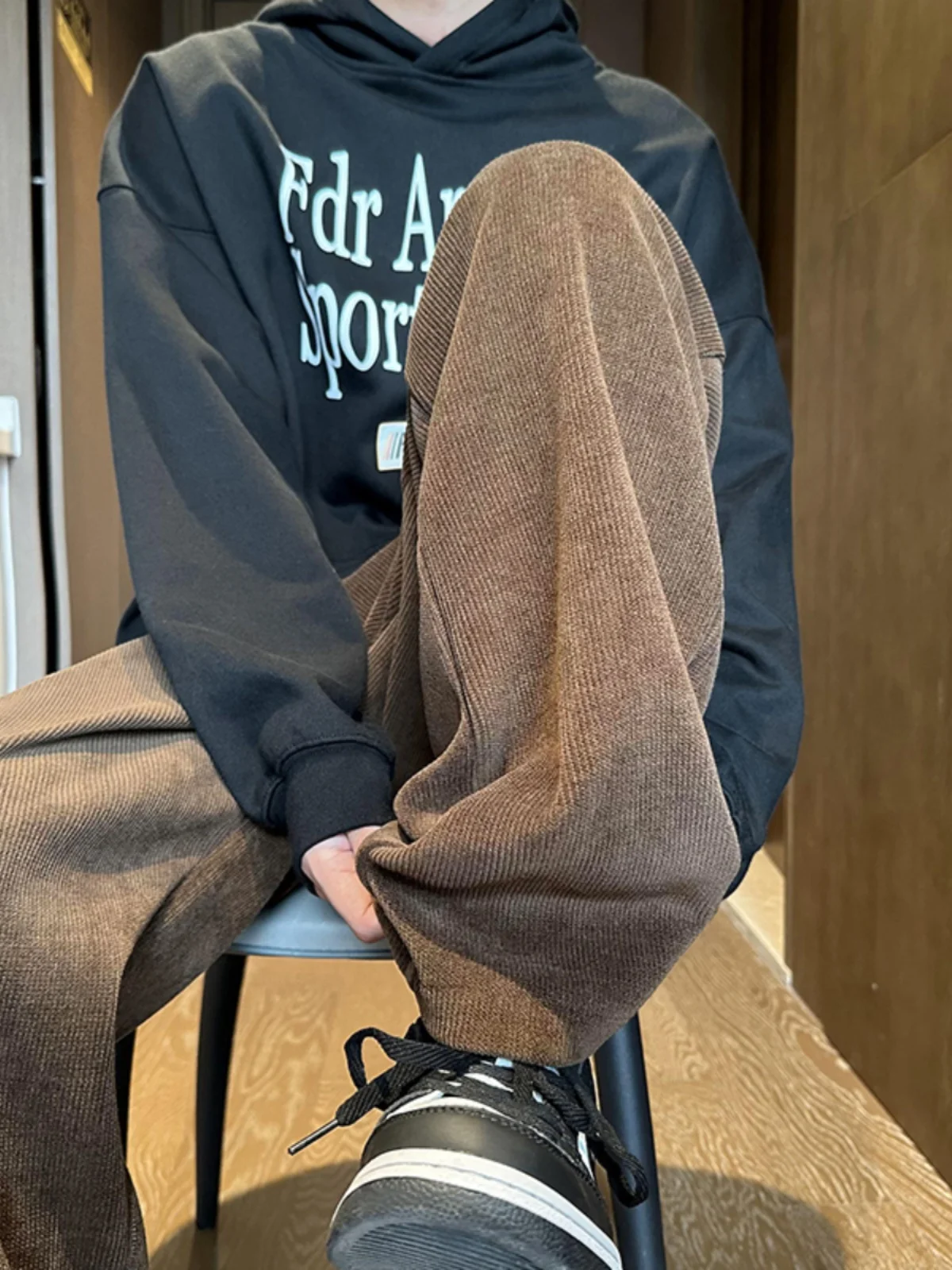 

Мужские вельветовые брюки в американском ретро-стиле, весна-осень, трендовые, от INS Trendy Brand, плотные, прямые, широкие, длинные