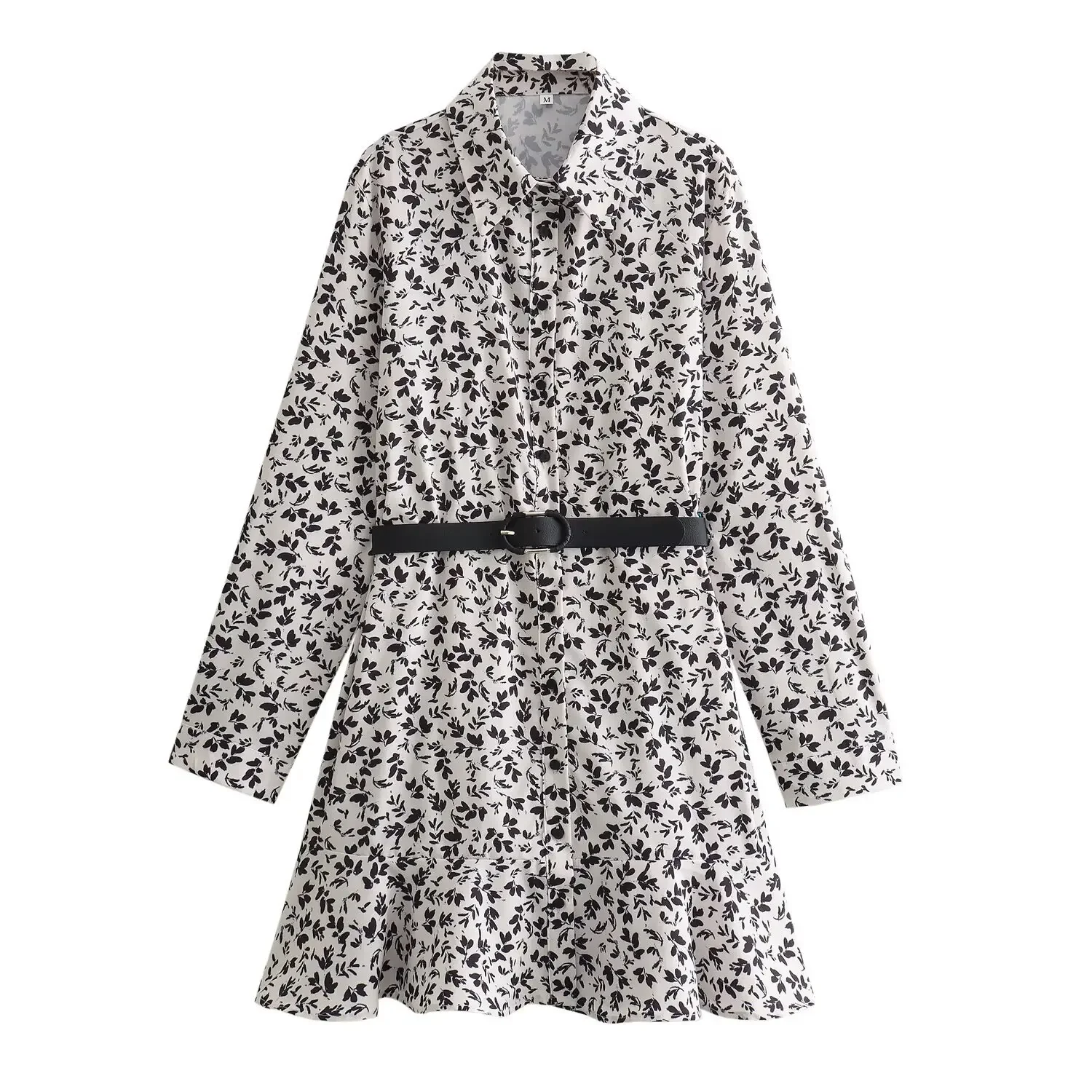 

Fall Women V-neck Mini Dress Printed Long Lantern Sleeve Elegant Lady Midi Robe Floral Print Maxi Dress Women's Base Layer Skirt