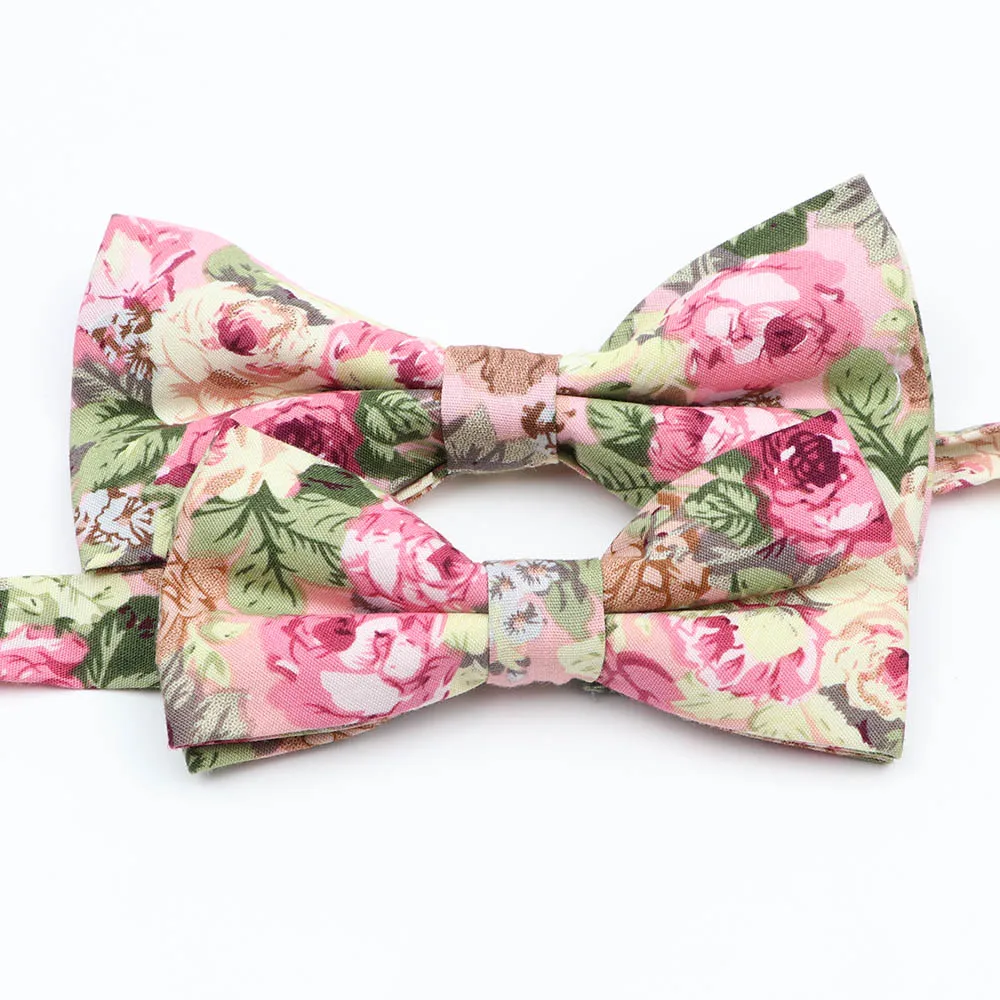 Colorful Floral Parent-Child Bow Ties Fashion Cotton Print Bowtie For Men Kids Wedding Party Dress Suits Butterfly Cravats Gift