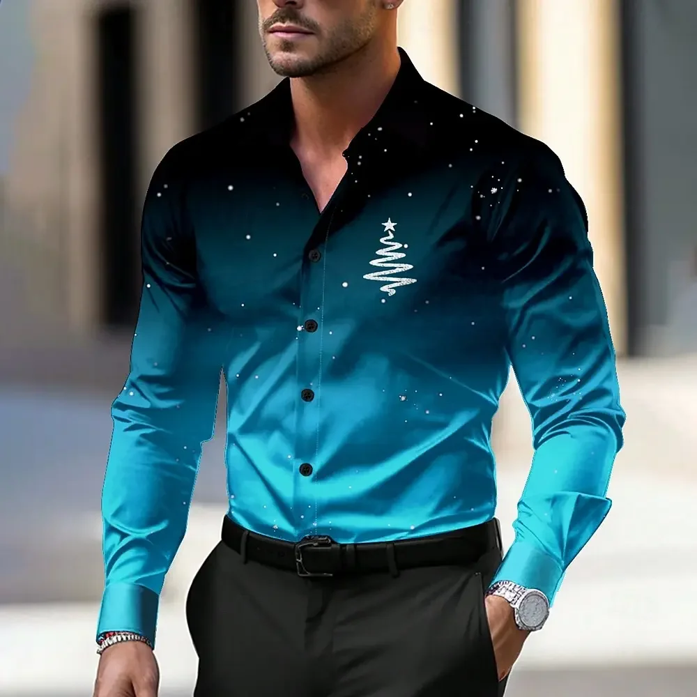 2026 Christmas fashion shirt party casual outdoor comfortable suitable lapel button long sleeve shirt party new style XS-6XL