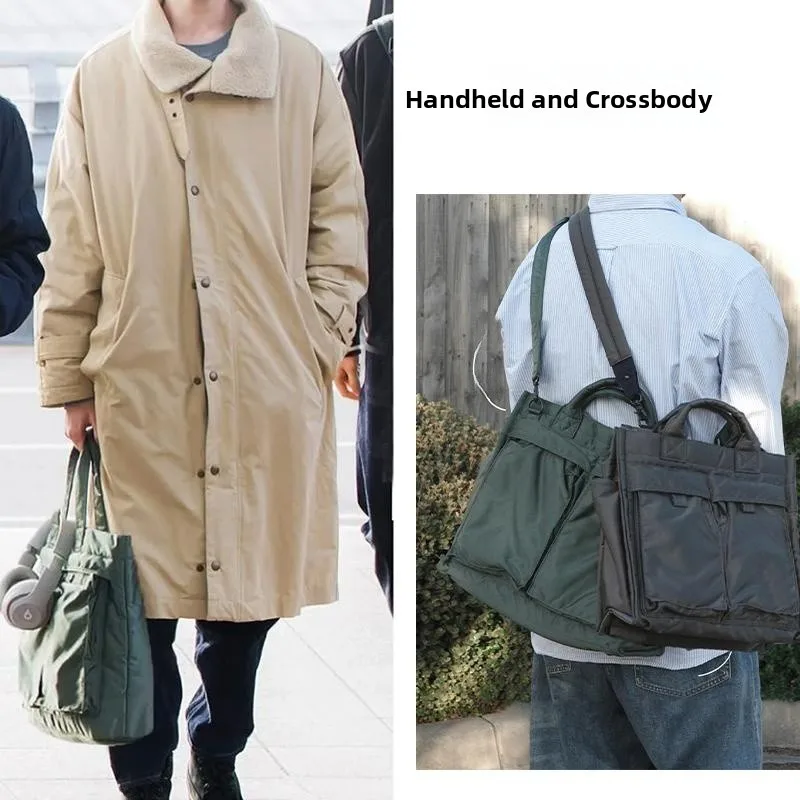 Large Capacity Men's Crossbody Bag Lightweight Nylon Shoulder Tote Casual Commuter Backpack Handheld Diagonal Bag