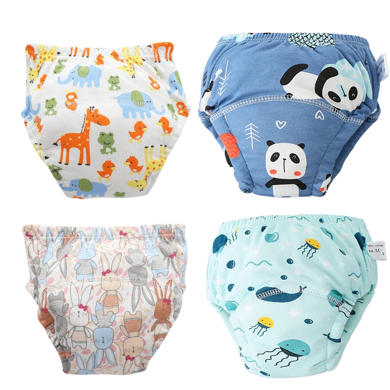 Reusable Soft Cotton Baby Waterproof Diapers Pee Shorts Toddler Potty Training Pants Underwears for Boys & Girls Baby Nappies