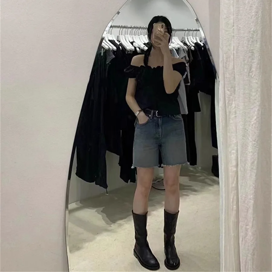 Słodkie LYSM ort Bubble Sve irt Letnie 2025 Bawełniane Oddychające Dopasowane Damskie Modne Dojazdy do Pracy Jednolite Kolory