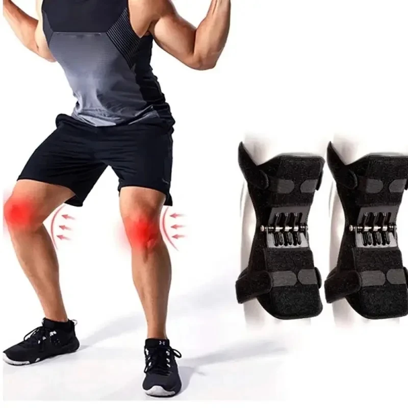 1Pair Support Knee Pads Breathable Non-slip Lift Pain Relief For Knee Power Spring Force Stabilizer Knee Booster