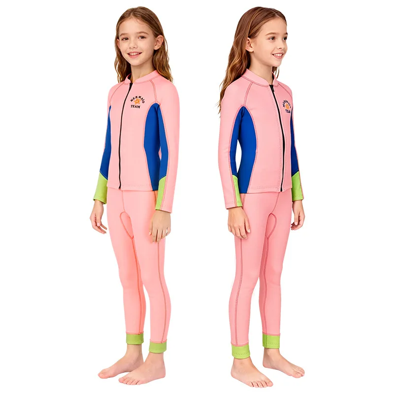 New Children's Wetsuit2.5MM Girls' Swimsuit Split Long-sleeved Thickened Thermal Snorkeling Suit Swimming Surfing Jellyfish Suit