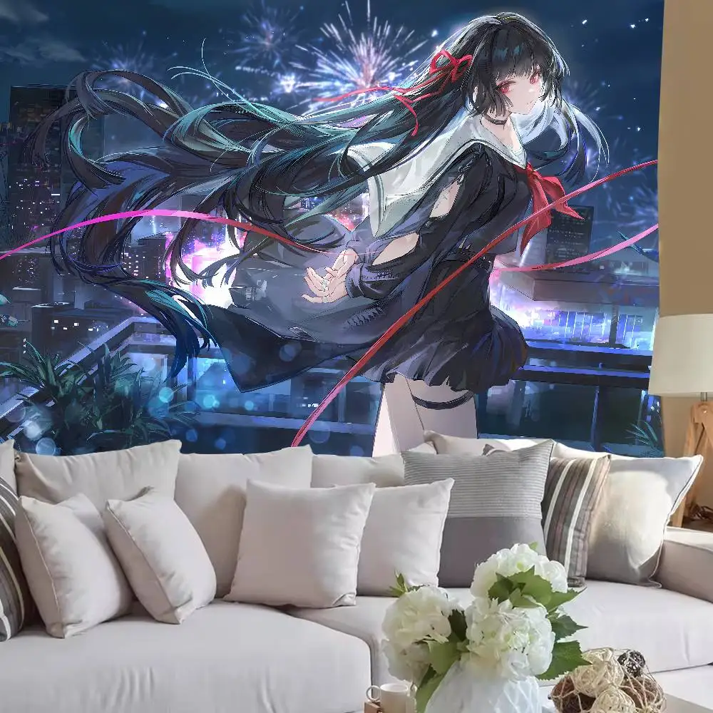 Pretty Hot Girl Chisa Fashin Wuthering Waves Tapestry Decoration Bedroom Dormitory Background Cloth Holiday Living Room Tapestry