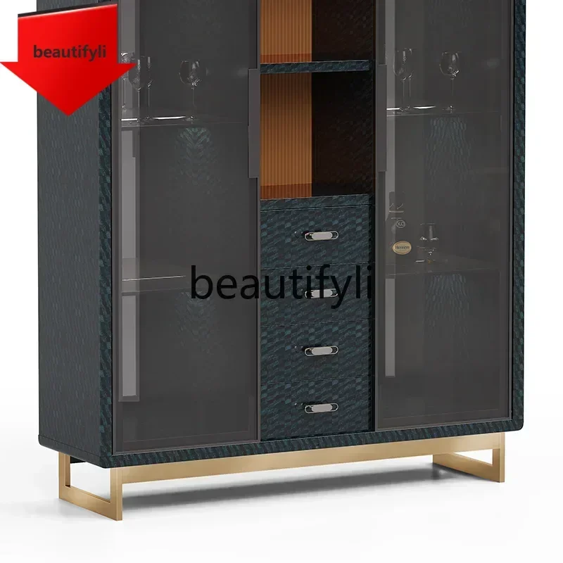 Q181  Italian light luxury double door tea and wine cabinet living room storage decorative bookcase