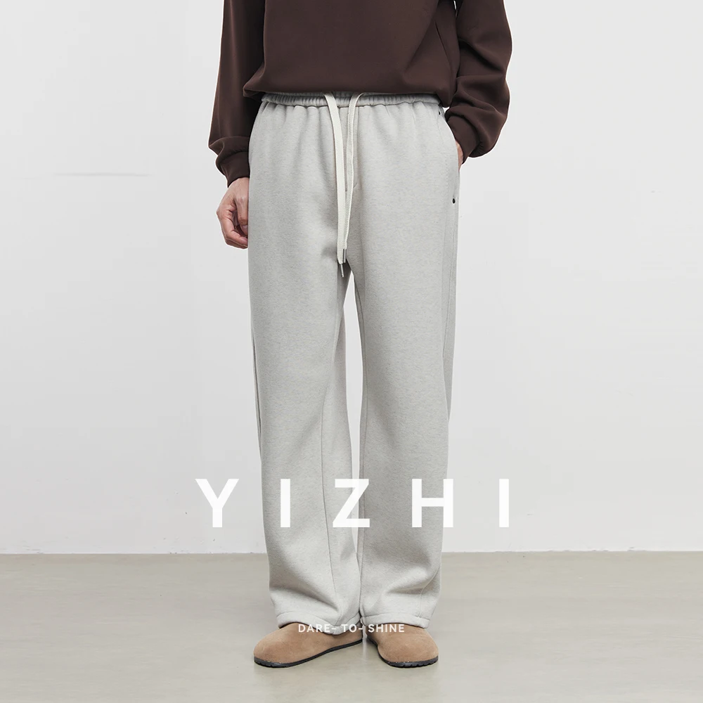 

Модные мужские повседневные брюки 2022, осень-зима, новые свободные прямые брюки с утолщенной эластичной резинкой на талии и шнурком, однотонные спортивные брюки