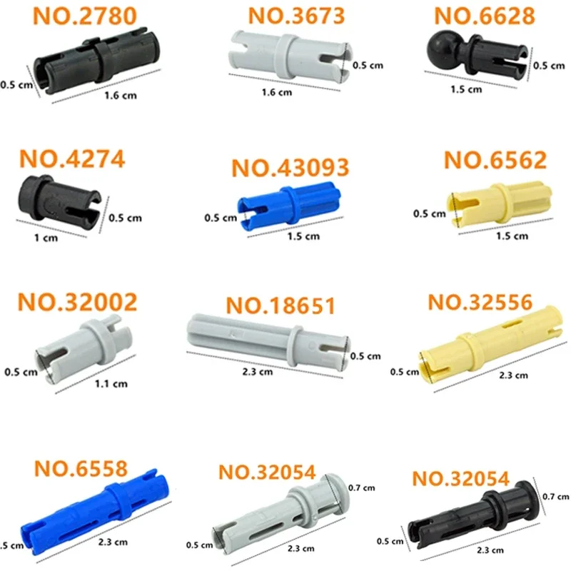 DIY Bulk Part Connector Pin Peg Cross Axle Building Blocks Toy MOC Technical Parts Compatible With 2780 3673 6558 6562 Bricks