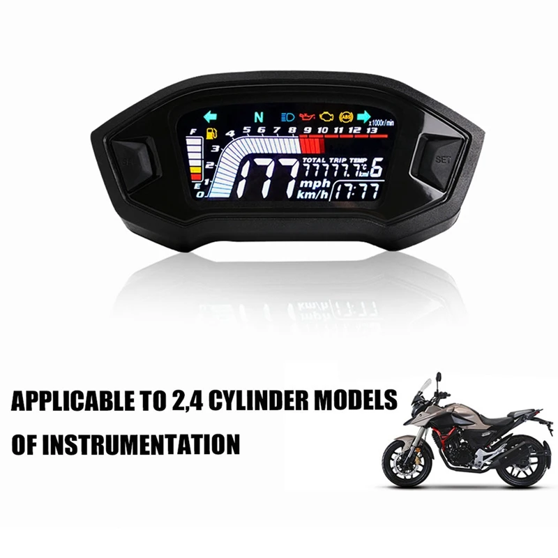 2X Universal Motorcycle LCD Digital Speedometer 13000RPM Backlight Digital Odemeter Tachometer For 1,2,4 Cylinder A