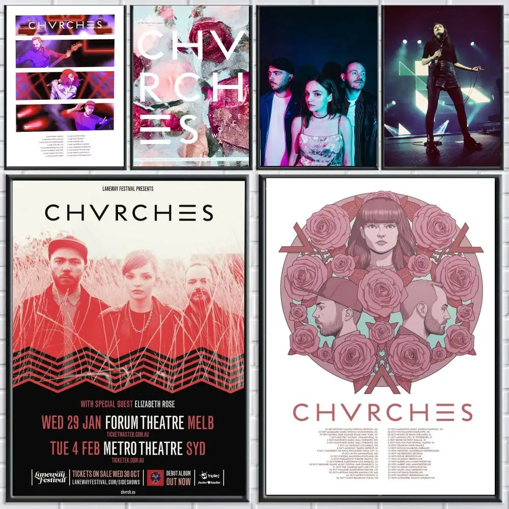 band C-CHVRCHES-S Poster Peel and Stick Wall Art for Cafe Office Bar and Home Decoration
