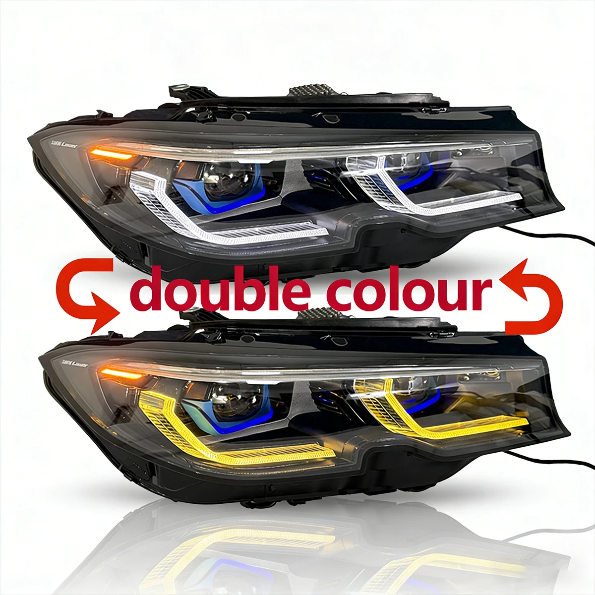 LED Headlight Assembly Dual Color CSL Yellow White DRL Switch via High Beam For BMW 3 Series G20 G21 2019-2022 Plug & Play