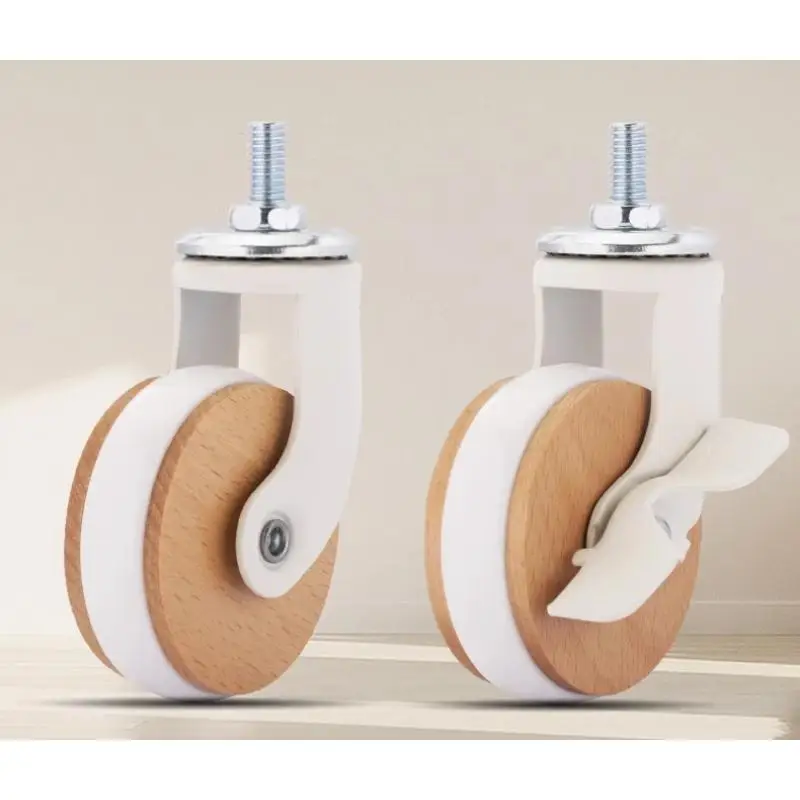 

(4 Packs) 2.5-inch Trolley Universal Wheel M8 Screw Wheel Beech Wood Caster/pulley Furniture/shelf Wheel