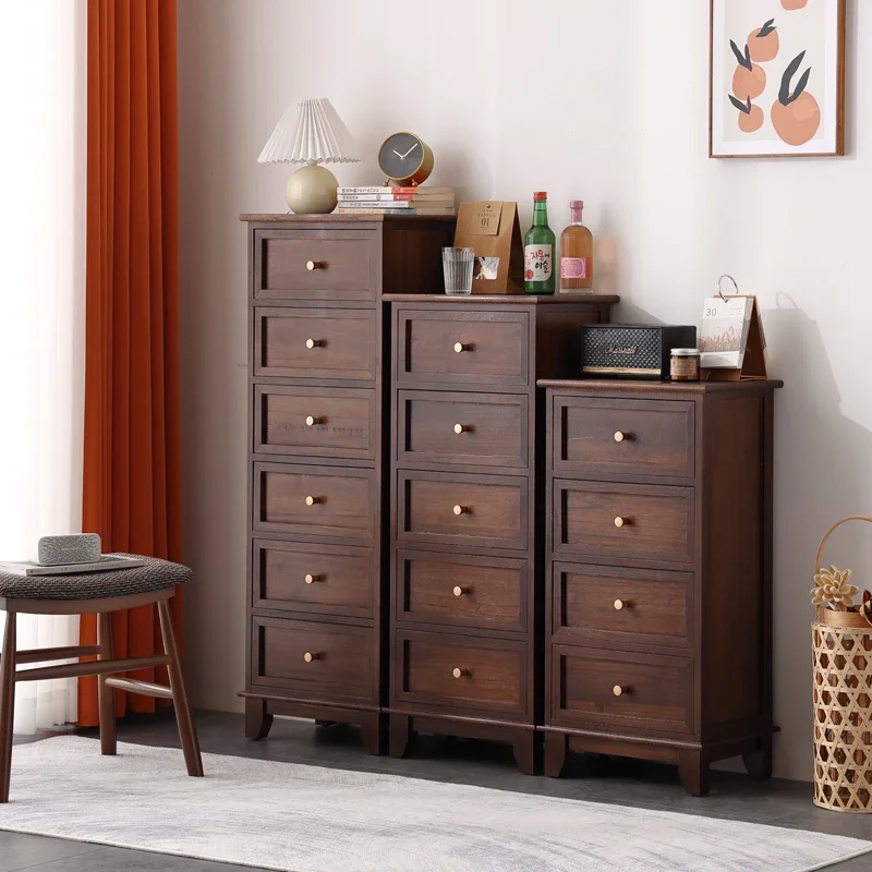 

Wood Chest of Drawers Bedroom Bedside Table Walnut Chest of Drawers Simple Small Side Cabinet Sandwich Cabinet Locker