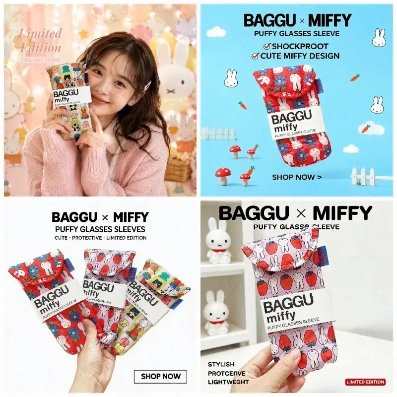 Miffy Boris Cute Kawaii Cartoon Magnetic Storage Bag Portable Travel Eyeglasses Pouch Sunglasses Holder Protective Case Gift