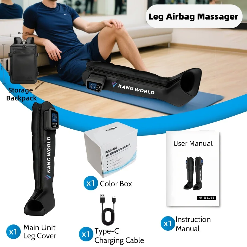6-Chamber Wireless Air Compression Leg Massager Full Coverage Thigh Calf Foot Massage for Sports Recovery with Storage Bag Gift