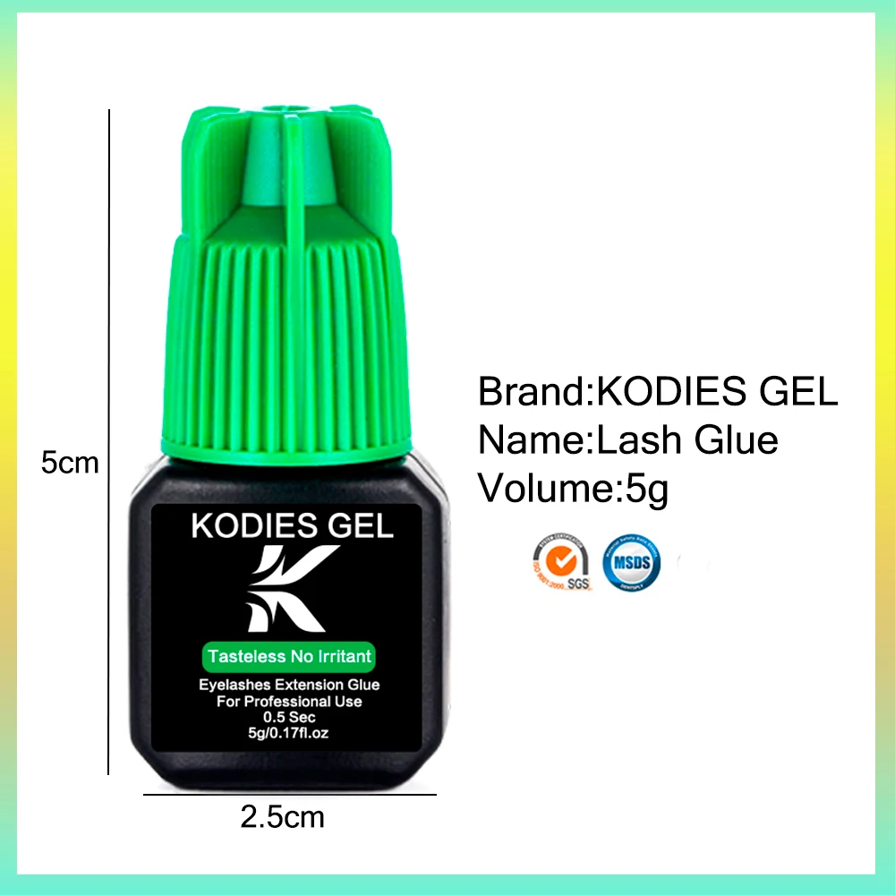 Cola do chicote de olho do gel de kodies nenhum irritante 5ml 0. 5S secagem rápida semi-permanente aberto olho extensão da colagem dos cílios suprimentos de longa duração ligação