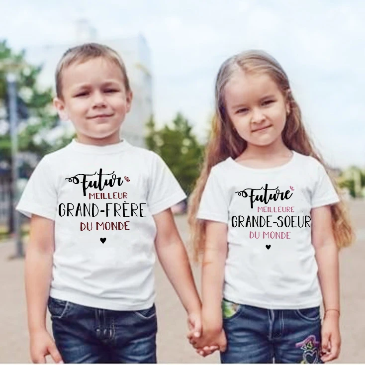 

Future Big Brother/sister In The World Kids T-shirt Baby Announcement Pregnancy Child T Shirt Summer Boys Girls Clothes Gifts