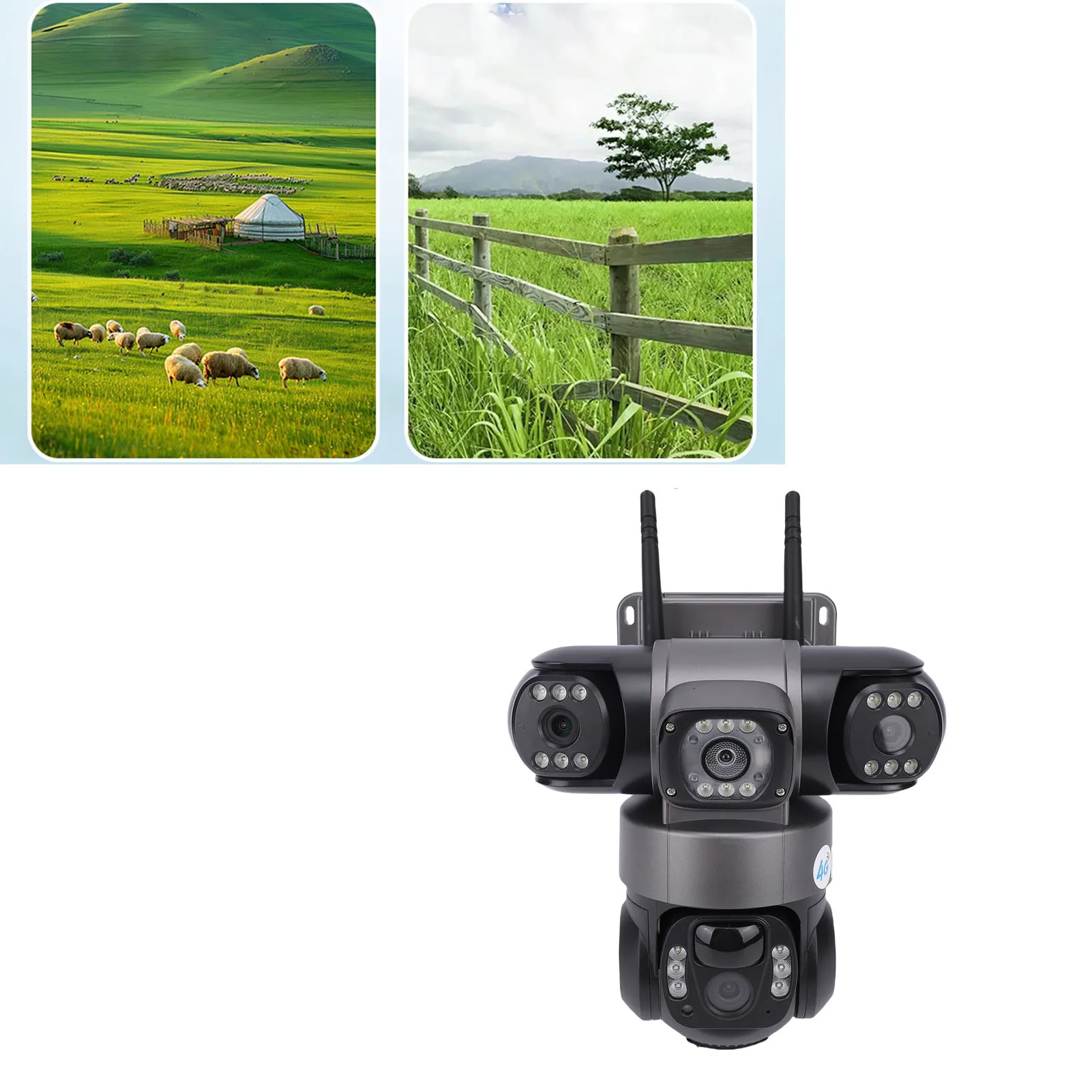 

4G Solar Security Camera 2MP Triple Lens AI Motion Detection IP66 Two Way Talk PTZ Security Camera for Home Indoor Outdoor